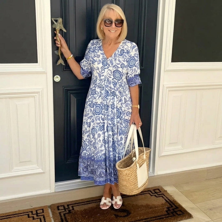 Ellie Graceful V-Neck Floral Dress