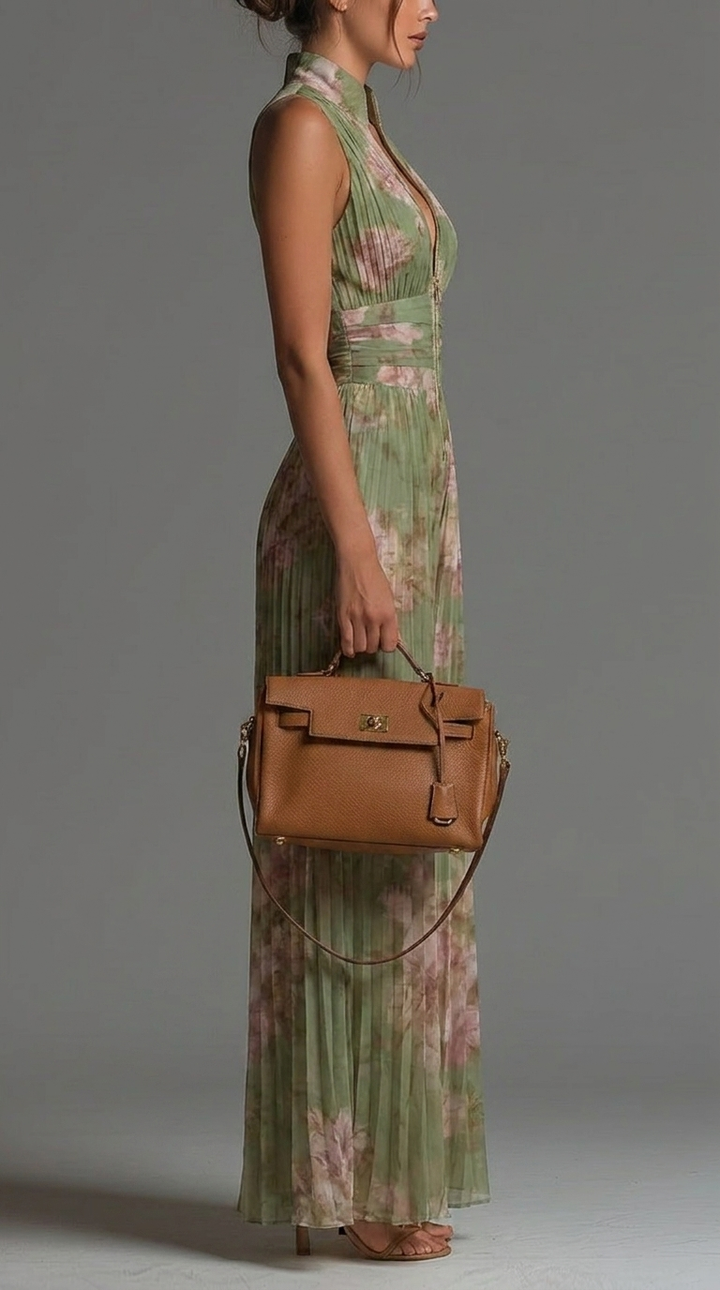 Arabella Pleated Floral Chiffon Jumpsuit