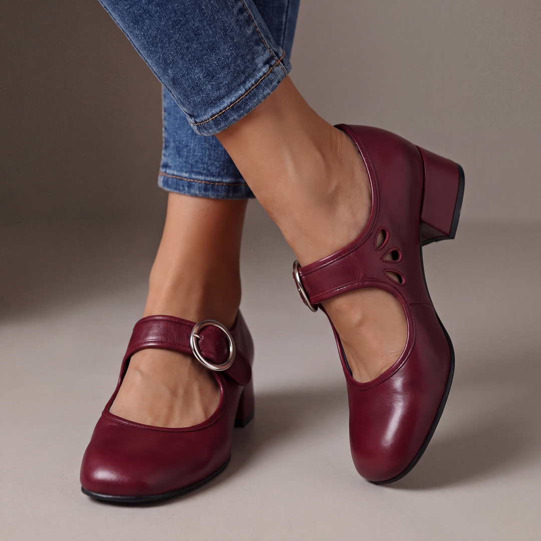 Josephine Leather Comfort Sandals - Red