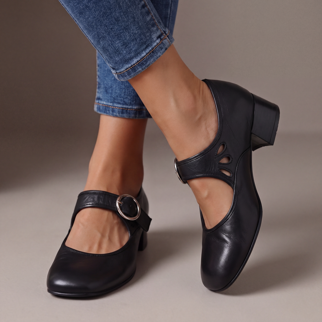 Josephine Leather Comfort Sandals - Black