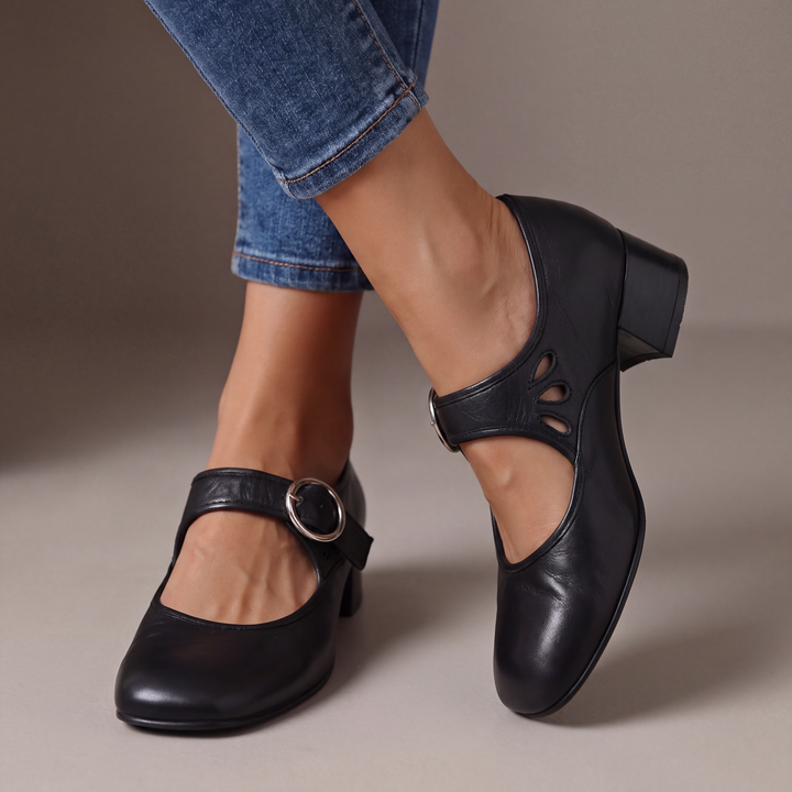 Josephine Leather Comfort Sandals - Black