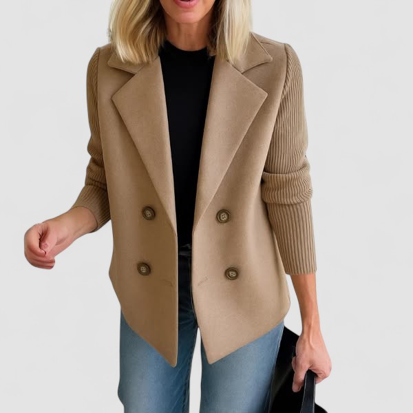Marta - Elegant Coat with Knitted Sleeves