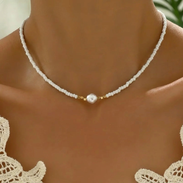 Millie Minimal Turquoise and Pearl Necklace