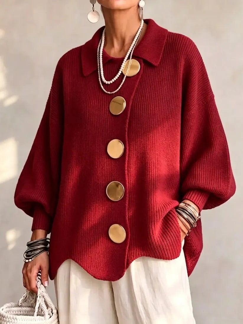 Karina Oversized Collared Button Cardigan