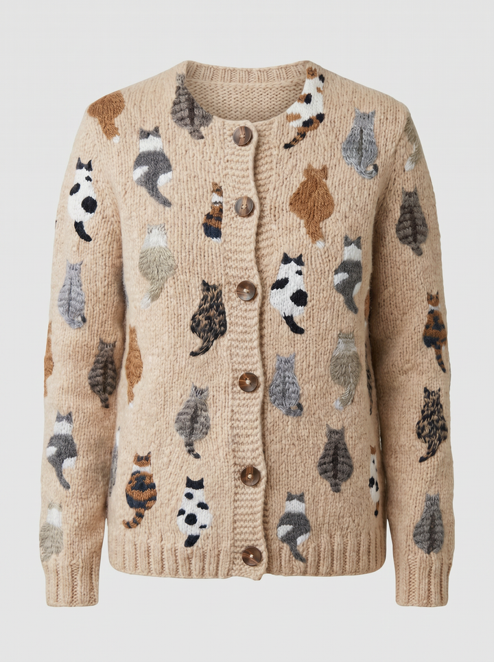 Tabby – Cat Print Knit Cardigan