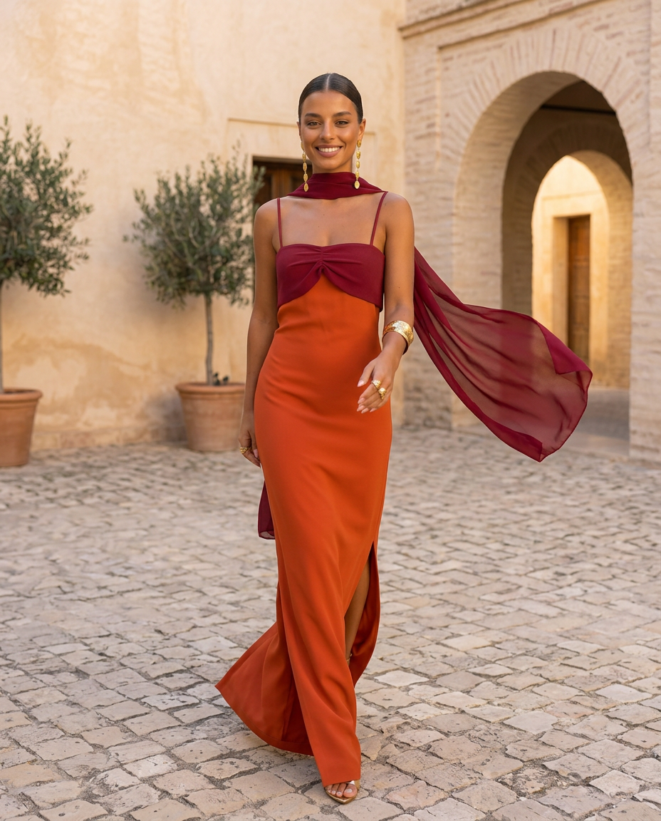 Zahara Orange Maxi Dress