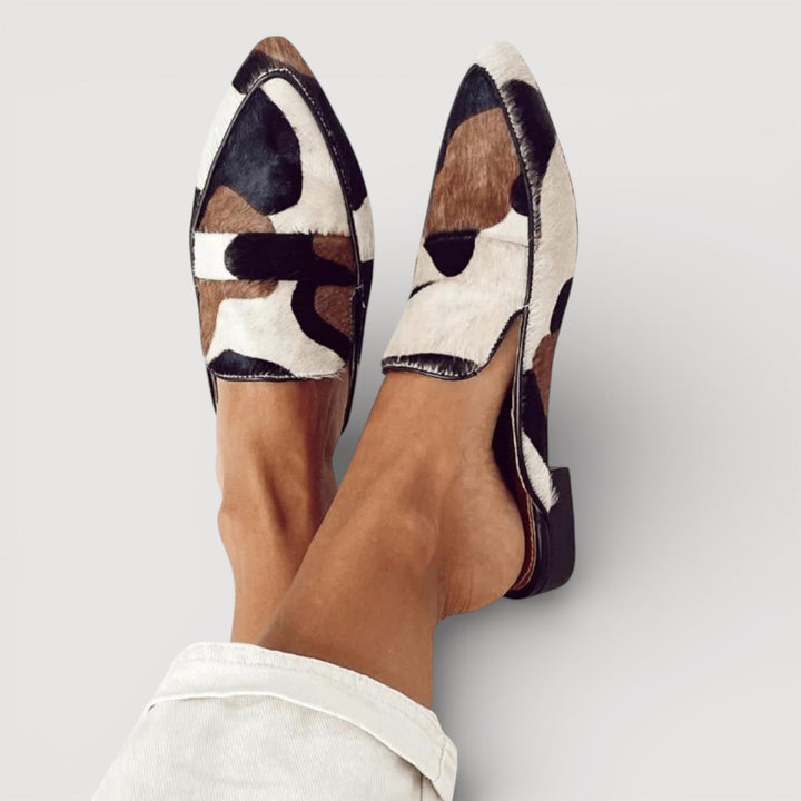 Maria Comfortable Moccasins with Cow Print