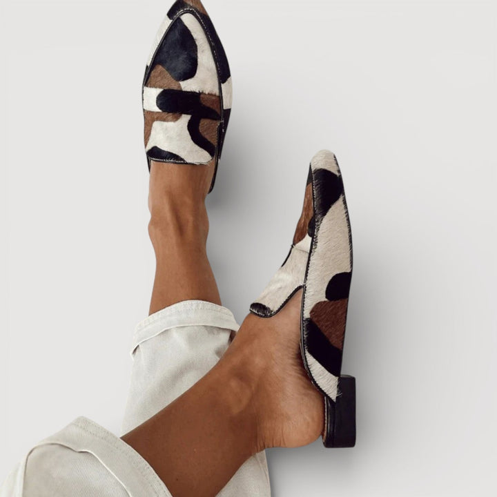 Maria Comfortable Moccasins with Cow Print