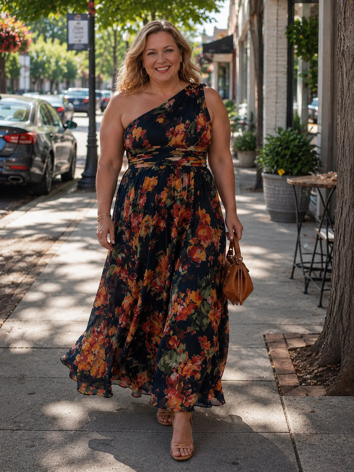 Iselle | Michelle One-Shoulder Floral Maxi Dress