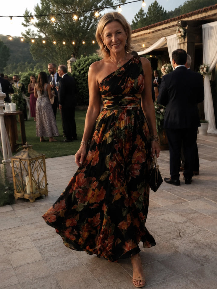 Iselle | Michelle One-Shoulder Floral Maxi Dress