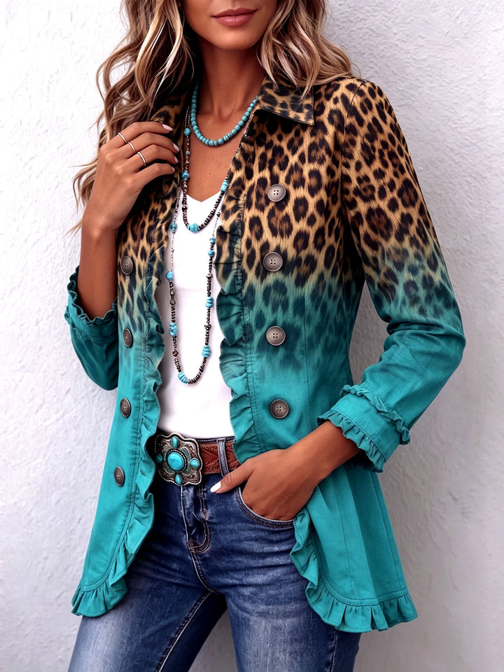 Cassandre | Ruffled Ombré Leopard Blazer