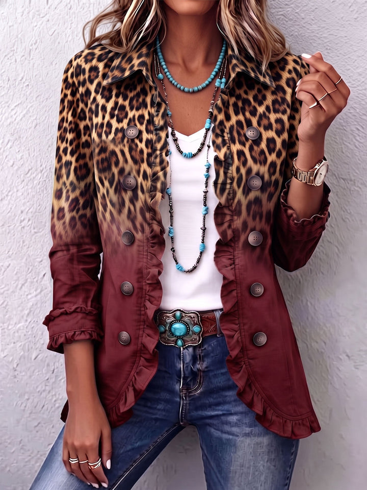 Cassandre | Ruffled Ombré Leopard Blazer