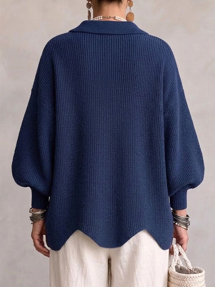 Isadora Oversized Collared Cardigan With Large Metal Buttons