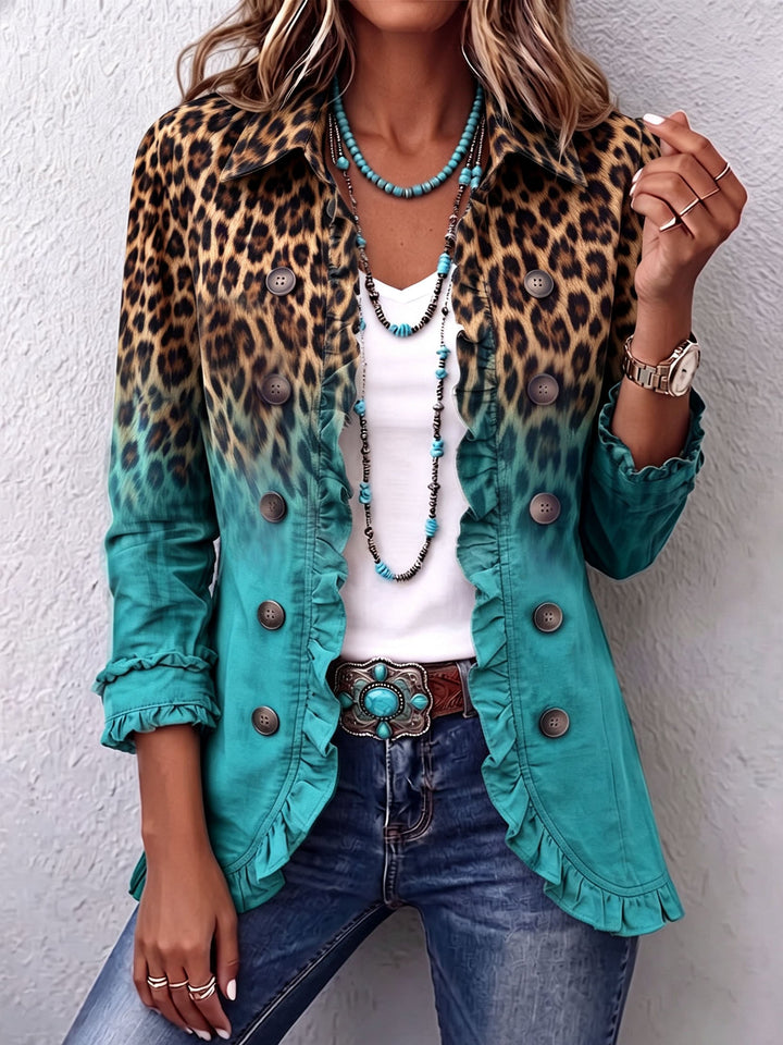 Cassandre | Ruffled Ombré Leopard Blazer