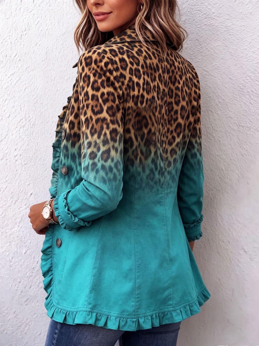 Cassandre | Ruffled Ombré Leopard Blazer