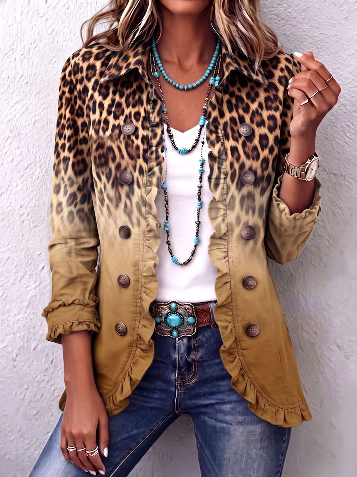 Cassandre | Ruffled Ombré Leopard Blazer