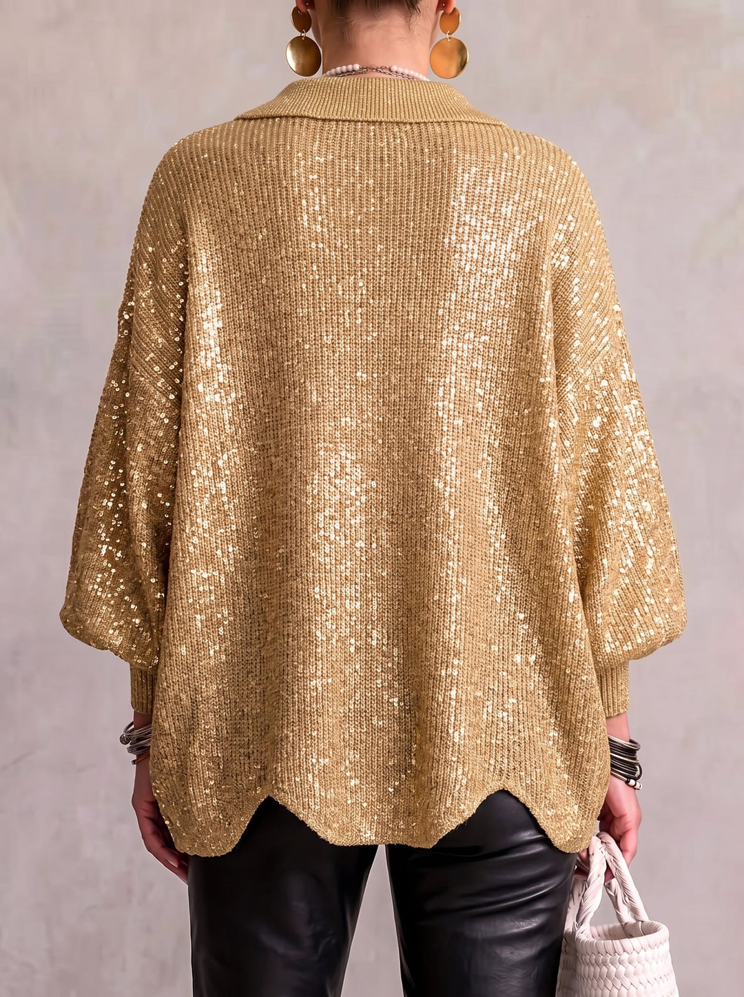 Isadora Oversized Collared Cardigan With Large Metal Buttons