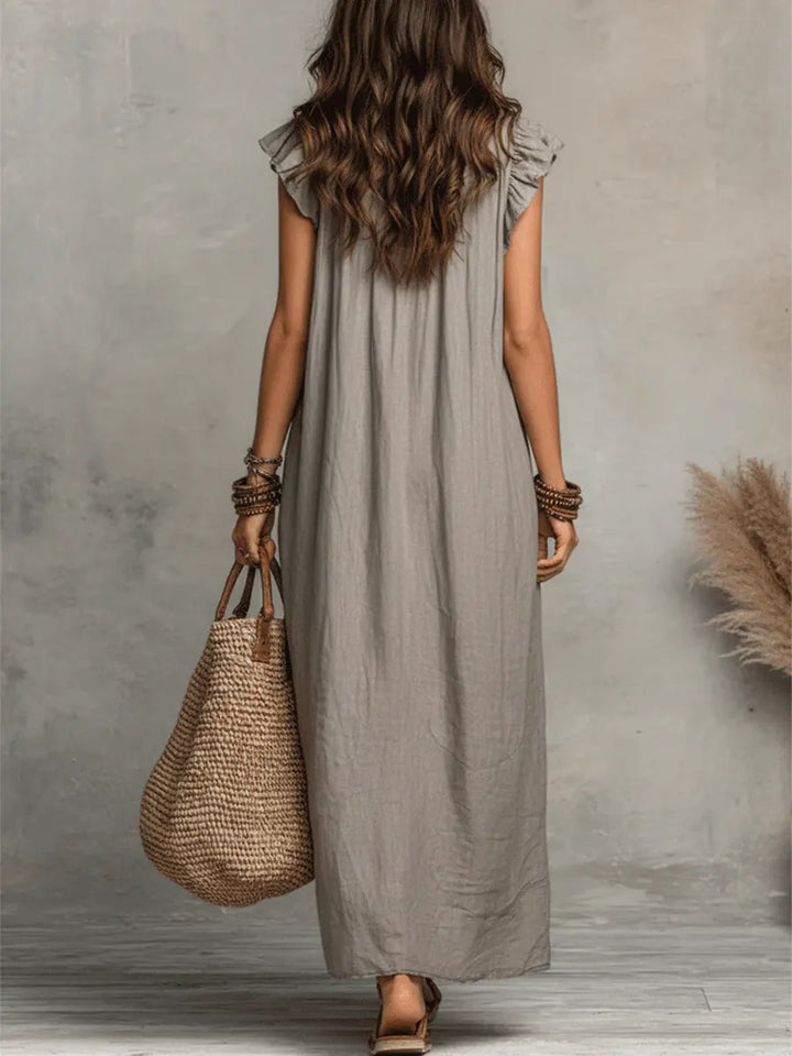 Camélia - Linen & Cotton Bohemian Maxi Dress