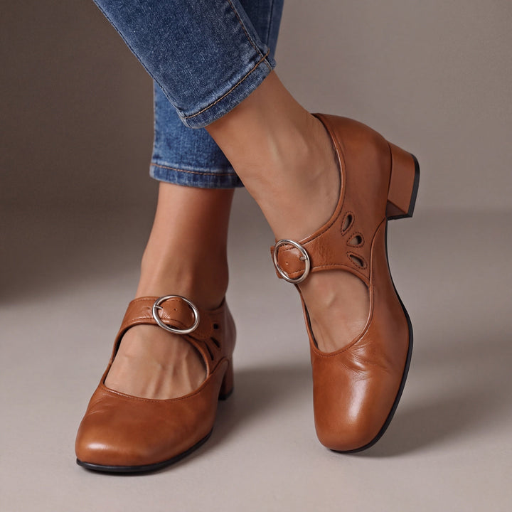 Josephine Leather Comfort Sandals - Khaki