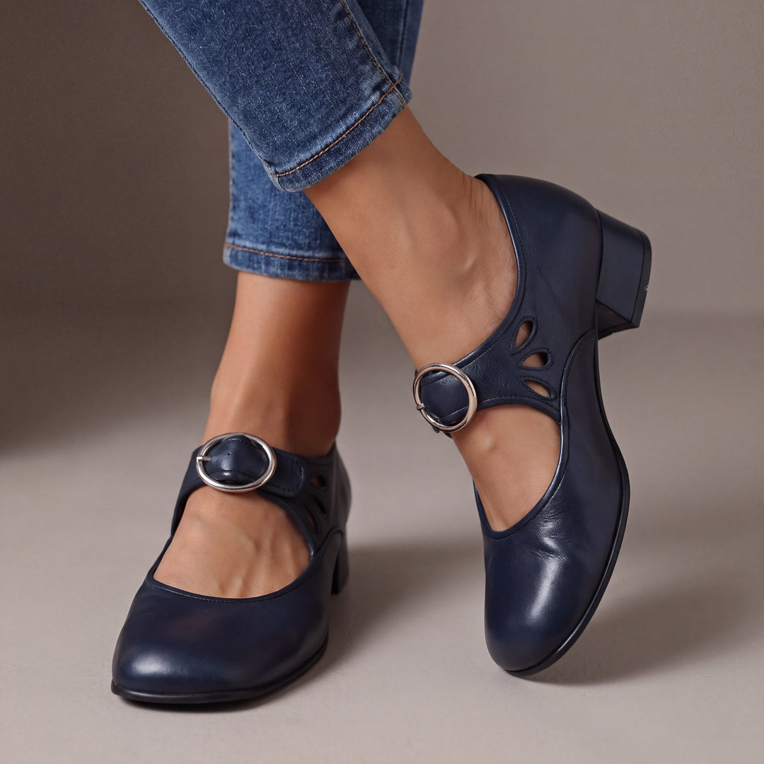 Josephine Leather Comfort Sandals - Navy Blue