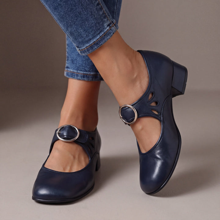 Josephine Leather Comfort Sandals - Navy Blue