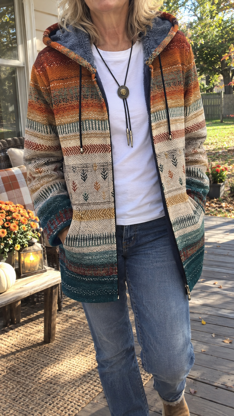 Harriet | Women's Hooded Striped Coat