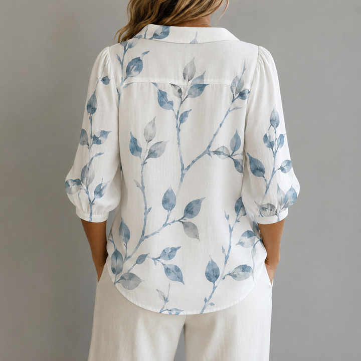 Ella Elegant Leaf Print Blouse