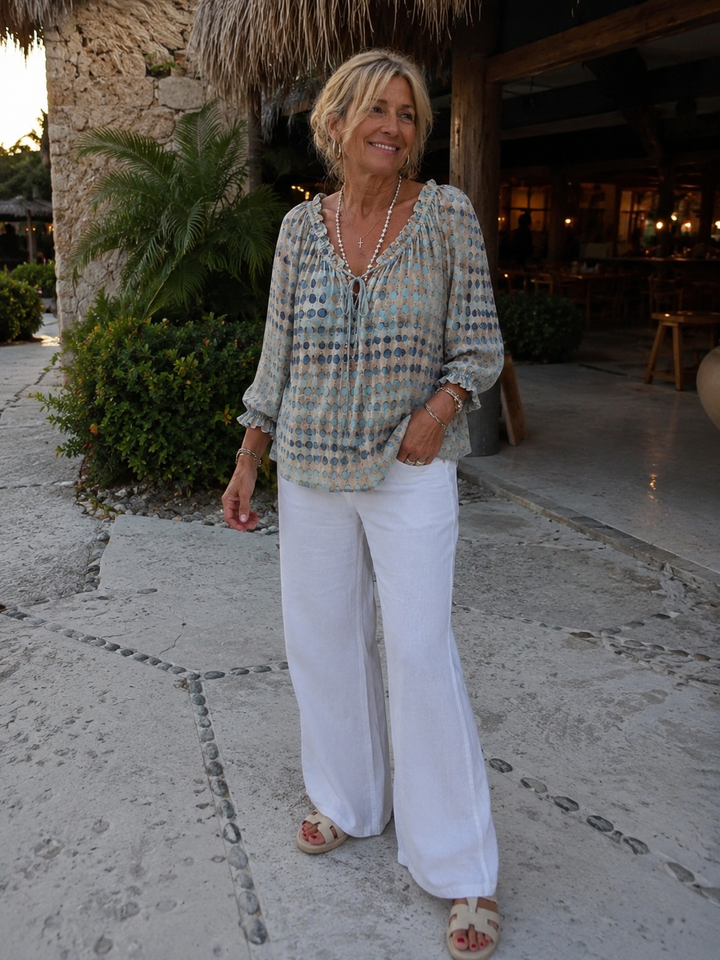 Isabelle Printed V-Neck Blouse