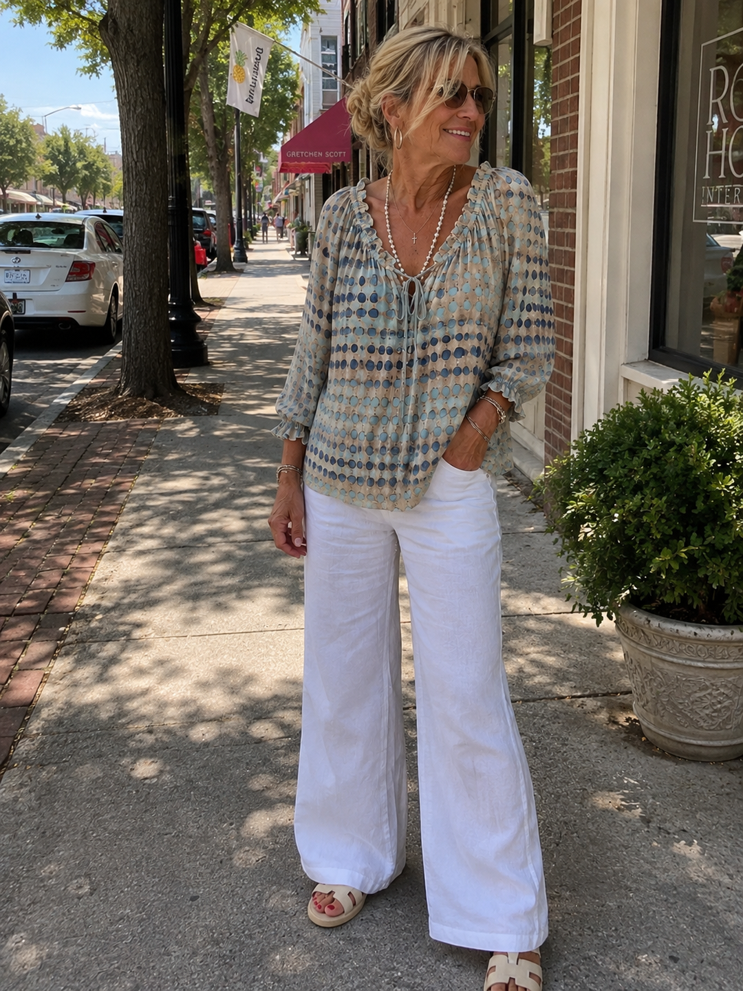 Isabelle Printed V-Neck Blouse