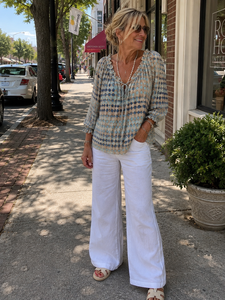 Isabelle Printed V-Neck Blouse