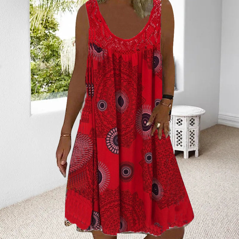 Solene Golden Ray Dress - Red