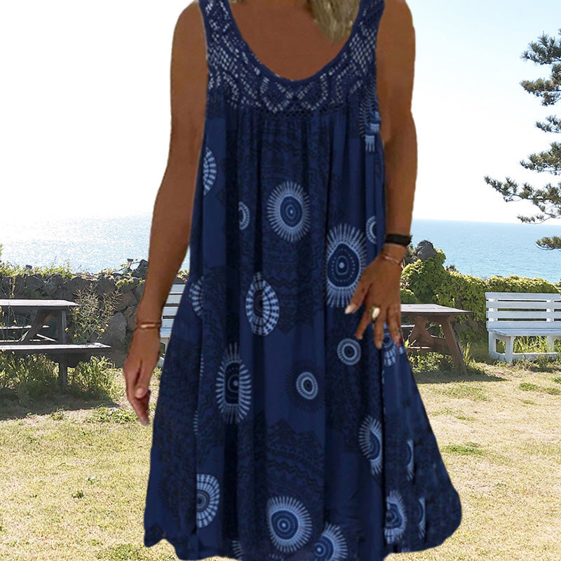 Solene Golden Ray Dress - Dark Blue