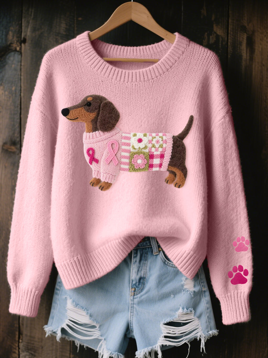 Clodagh | Knit Sweater with Felted Wool Dachshund Detail