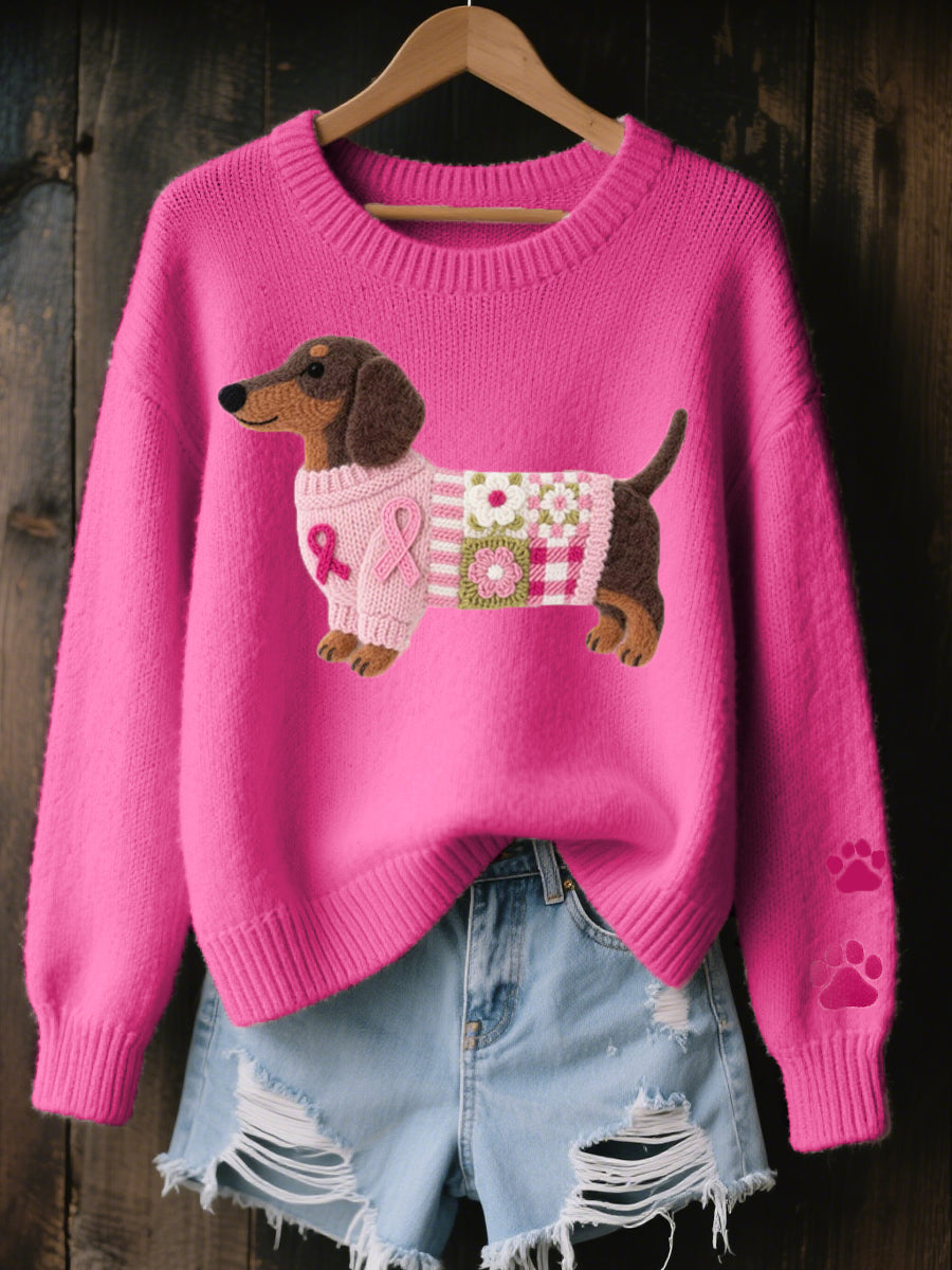 Clodagh | Knit Sweater with Felted Wool Dachshund Detail