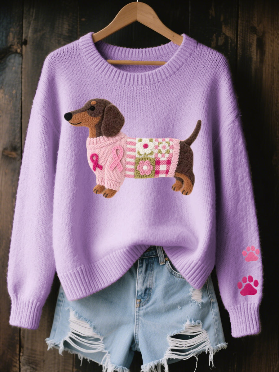 Clodagh | Knit Sweater with Felted Wool Dachshund Detail