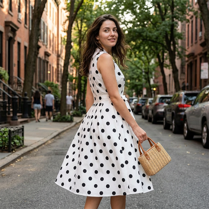 Dotty – Polka Dot V-Neck Dress