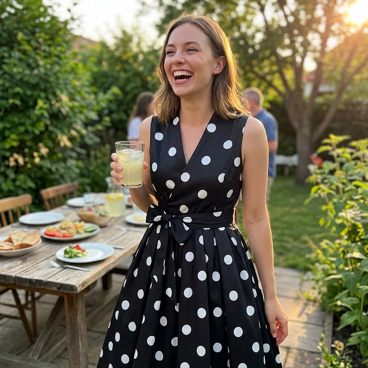 Dotty – Polka Dot V-Neck Dress