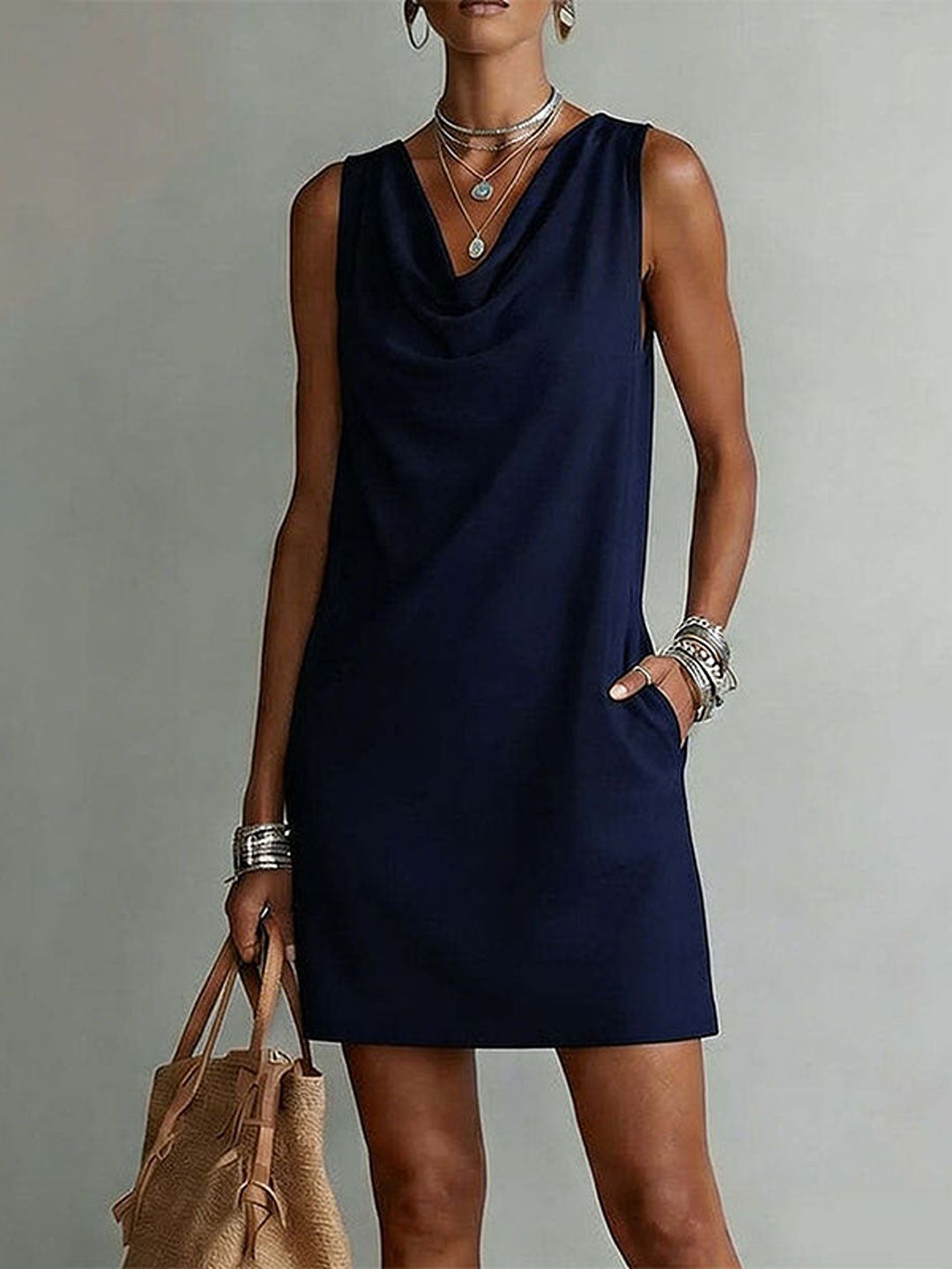Valeria Dress - Navy