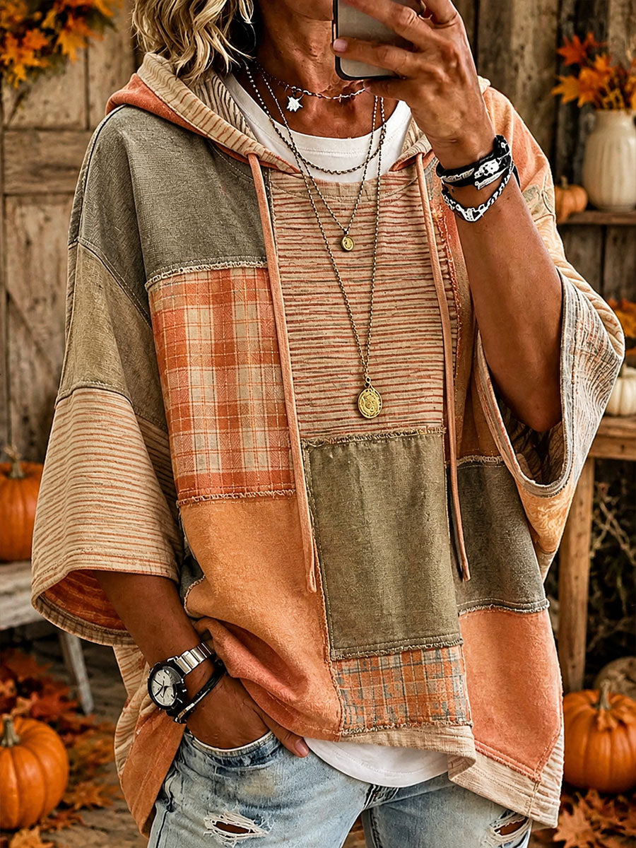 Cristina Autumn Patchwork Oversized Hoodie