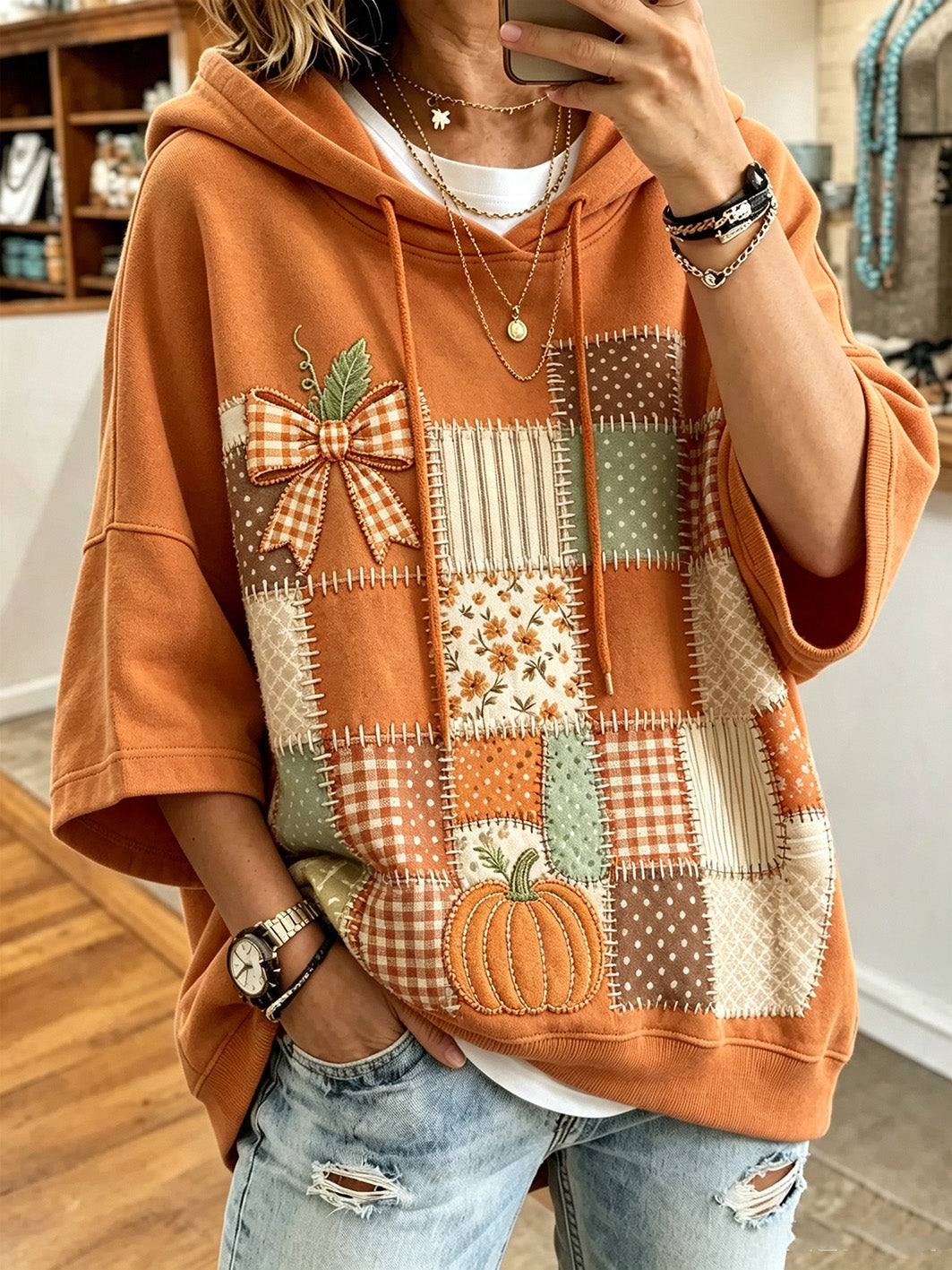 Larisa Autumn Print Oversized Hoodie