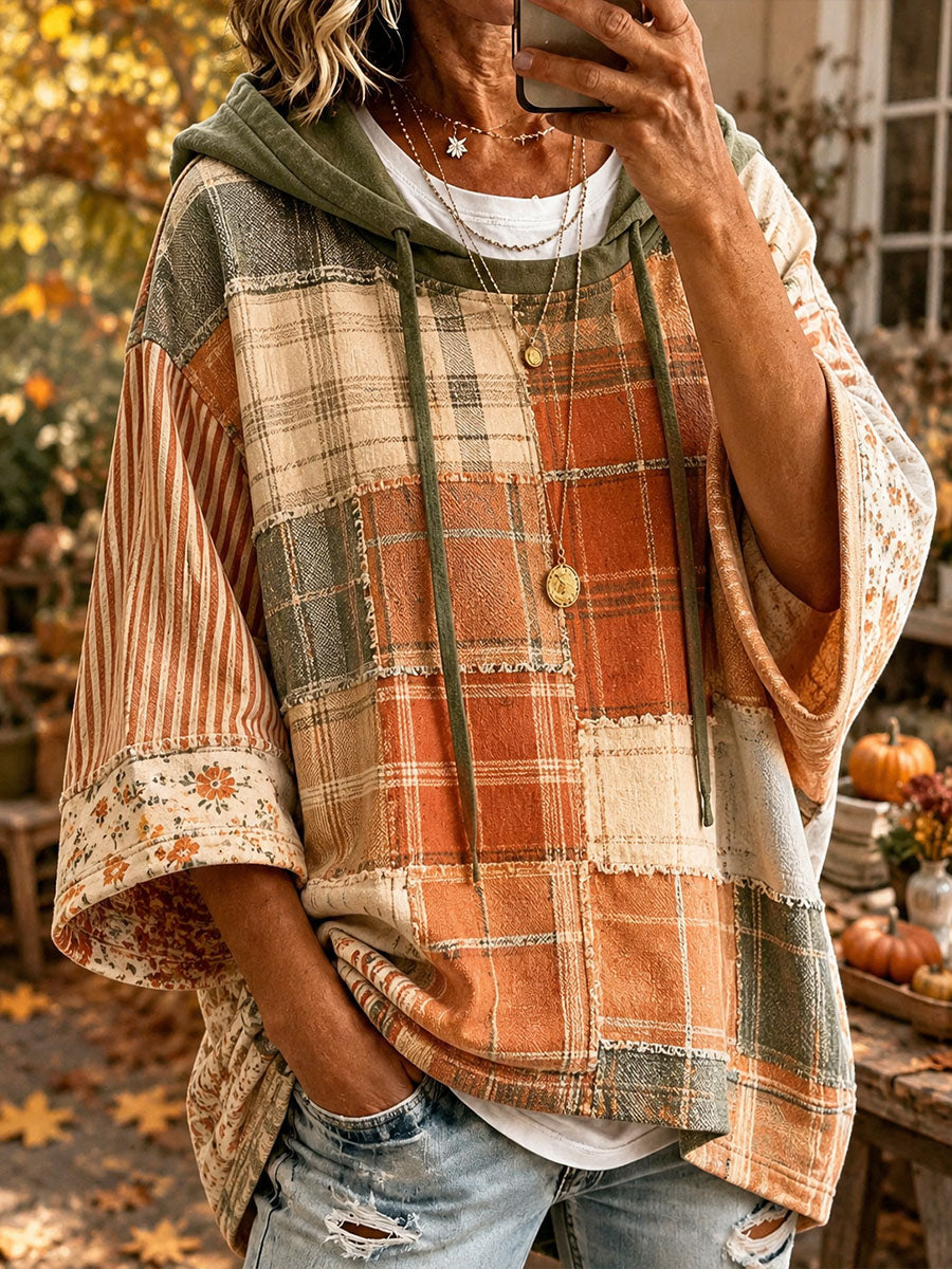 Ana Autumn Patchwork Oversized Hoodie