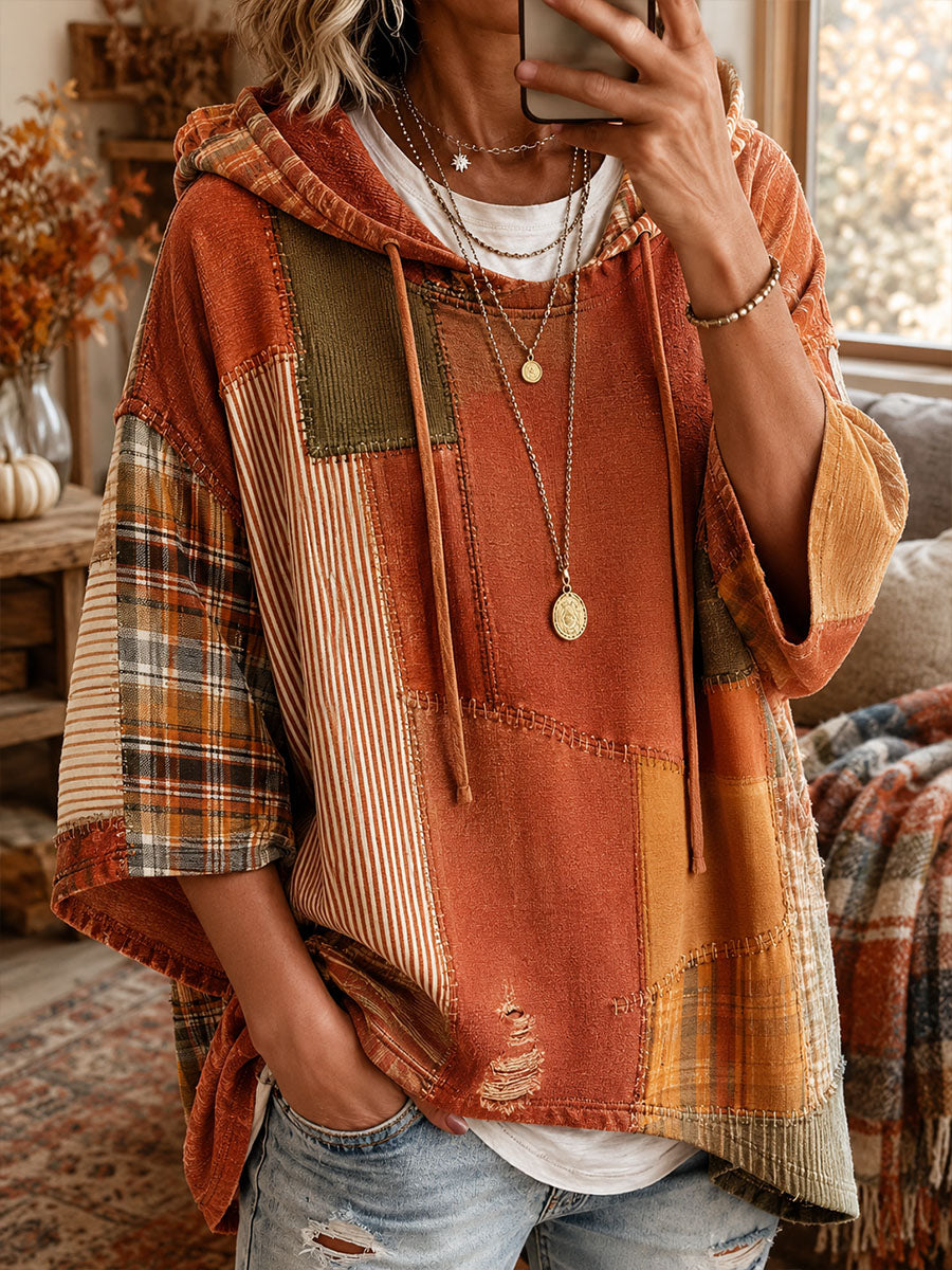 Raluca Autumn Patchwork Oversized Hoodie