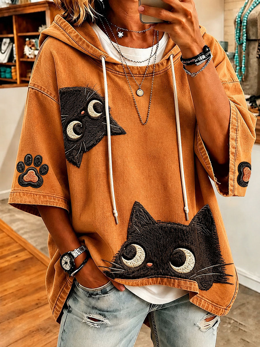 Ioana Playful Cat-Print Oversized Hoodie