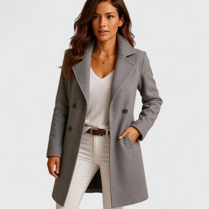 Blanche Tailored Notch-Lapel Long Coat