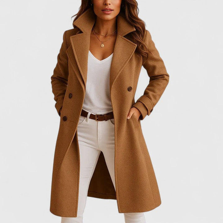 Blanche Tailored Notch-Lapel Long Coat
