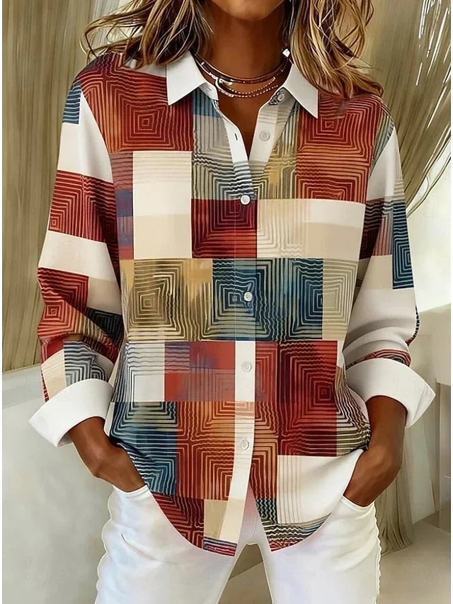 Merritt Vintage Patchwork Button Front Blouse – Multicolor